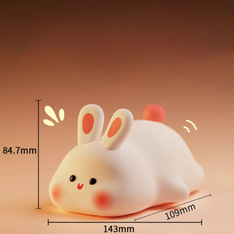 Đèn Ngủ Silicone Hình Thỏ Dễ Thương, Ba Mức điều Chỉnh độ Sáng, Đèn tạo bầu không khí có thể sạc lại USB