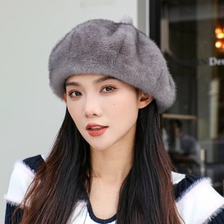 Mũ họa sĩ nghệ thuật bằng lông chồn giả, vintage dày ấm áp cho mùa đông