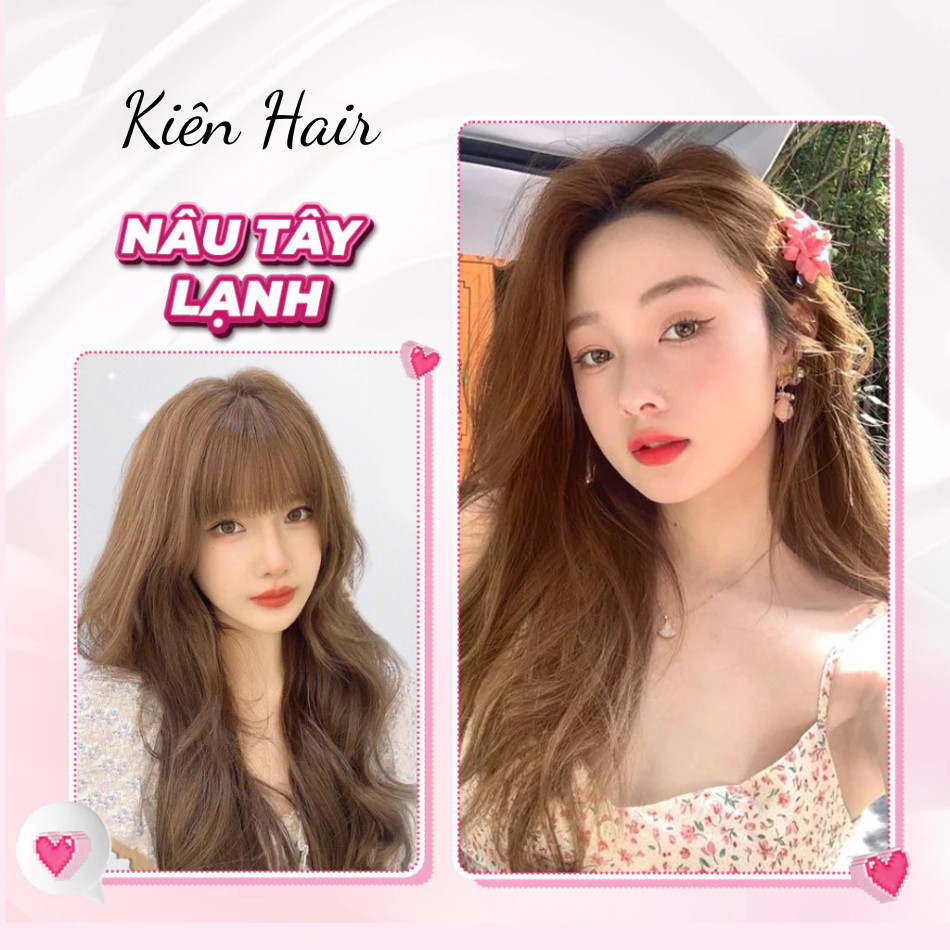Thuốc Nhuộm Tóc Màu NÂU TÂY LẠNH Không Tẩy, lên từ nền đen, tặng kèm trợ nhuộm | Trunghair