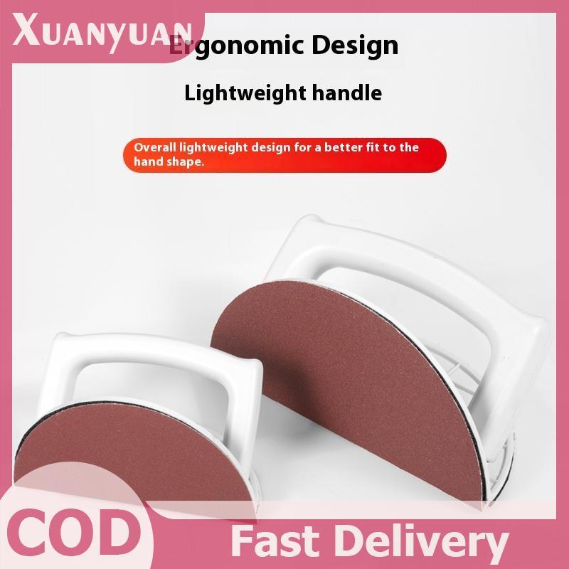 XUAN 1 Bộ Dụng cụ cầm tay góc nhựa tiện dụng để chế biến gỗ Dự án DIY Tự dính Nửa vòng tròn chà nhám Giá đỡ VN