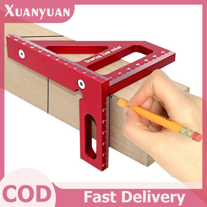 Thước tam giác hợp kim nhôm chính xác XUAN 45°/90° Dụng cụ đo lường đa chức năng 3D chế biến gỗ VN