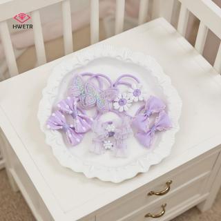 HWETR 10 Cái / lốc Dễ Thương Trẻ Em Trang Trí Tóc Hợp Thời Trang Handmade Co Giãn Dây Buộc Tóc Đáng Yêu Mũ Kẹp Tóc Phụ Kiện Cho Bé Gái Mới