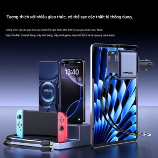 2025 Sạc xe hơi 120W Bộ sạc nhanh 4 trong 1 Bộ sạc xe hơi có thể thu vào IOS dan Type-c (Bộ sạc di động có thể thu vào)
