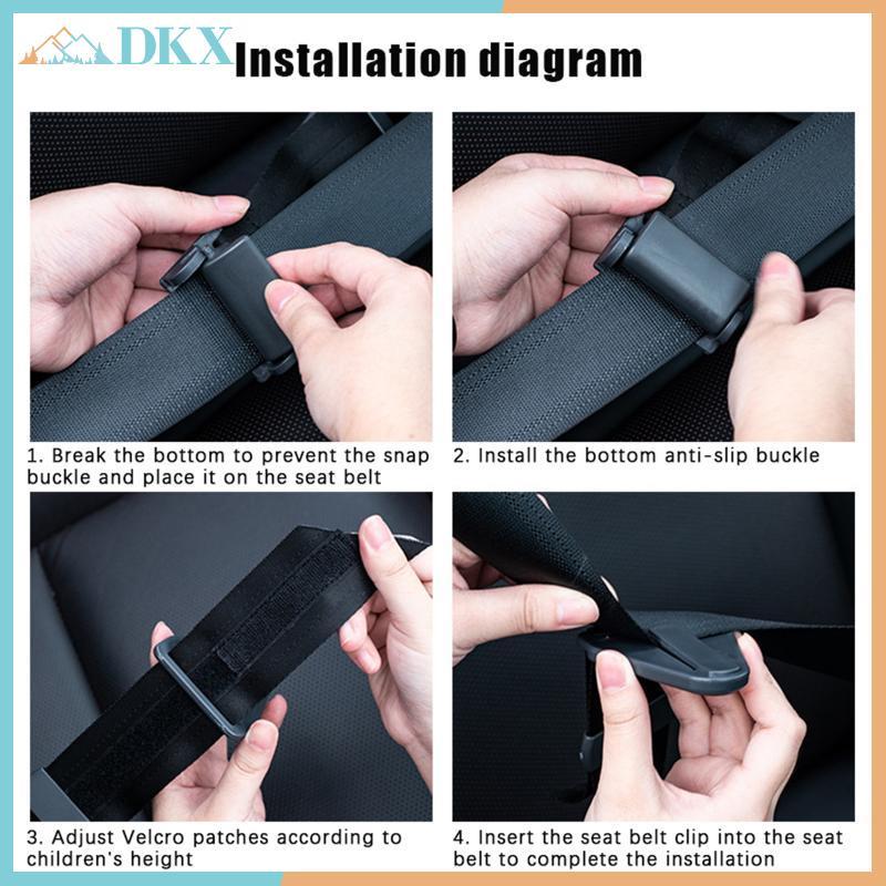 DKX Dây đai an toàn cho thanh niên bằng Polyester dễ sử dụng Dây đai an toàn ô tô có thể điều chỉnh cho trẻ em Dây nịt chống ngáy có bảo vệ cổ.