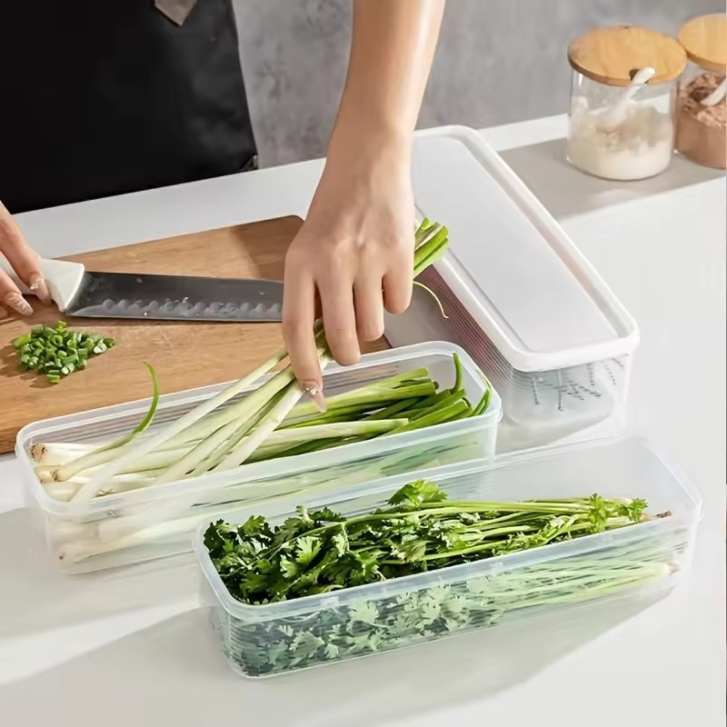 1 / 3 / 5 Cái Nhà Bếp Rau Hộp Bảo Quản Thực Phẩm Có Nắp / Hộp Đựng Spaghetti Hình Chữ Nhật Trong Suốt