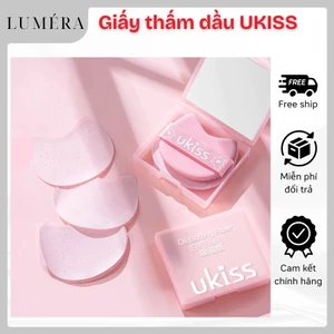 Set 100 giấy thấm dầu UKISS hoa hồng hương thơm kèm gương + puff bộ hộp di động (100 pcs/hộp)