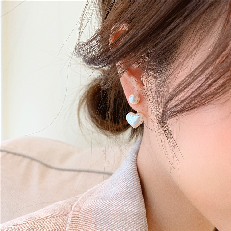 Tinh Tế Bông Tai Giả Ngọc Trai Hình Trái Tim - Trang Sức Thanh Lịch