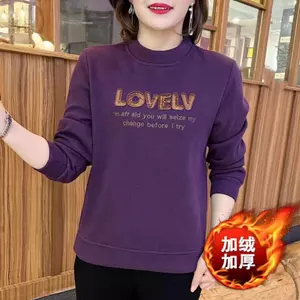 Áo thun dáng rộng cho mẹ trung niên, phù hợp thu đông, thiết kế dài tay