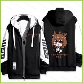 Áo Khoác Unisex với TemaAnime Suzuka Silent Derby từ Umamusume, Dây Kéo