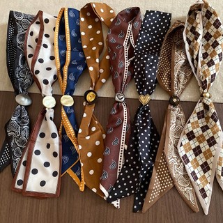 Retro chấm bi vải lụa khăn tua rua vòng cổ thời trang đa năng ánh sáng sang trọng phụ kiện cao cấp