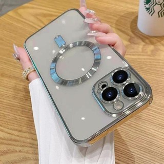 Mạ Vỏ Sang Trọng Cho iPhone 17 Air 12 16 15 14 13 11 Pro Xs Max XR X 7 8 Plus Vỏ Điện Thoại Sạc Không Dây HD Trong Suốt Cứng Ốp Lưng Bảo Vệ Trong Suốt Chống Sốc