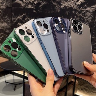Ốp Điện Thoại Di Động Kính Mờ Mạ Điện Cho IPhone 16 15 14 11 13 12 11 Pro Max Plus Vỏ Ống Kính PC IP14Plus Ốp Lưng Bảo Vệ Da Sang Trọng