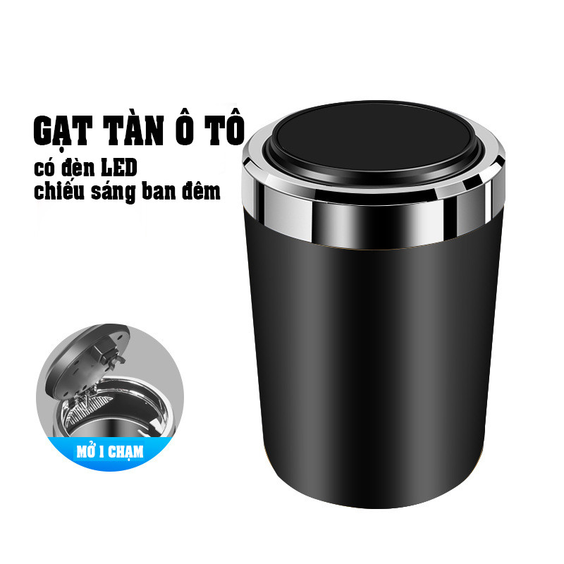 Gạt tàn ô tô lót inox, chất liệu ABS chống cháy, thiết kế đèn LED, nắp mở tự động，gạt tàn thuốc，Có Đèn