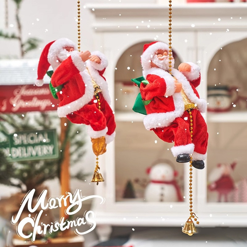 Ông Già Noel Leo Dây,ông Già Noel Leo Thang Tự động,Trang Trí Giáng Sinh, Đồ Chơi Nhạc Đèn Trang Trí Noel