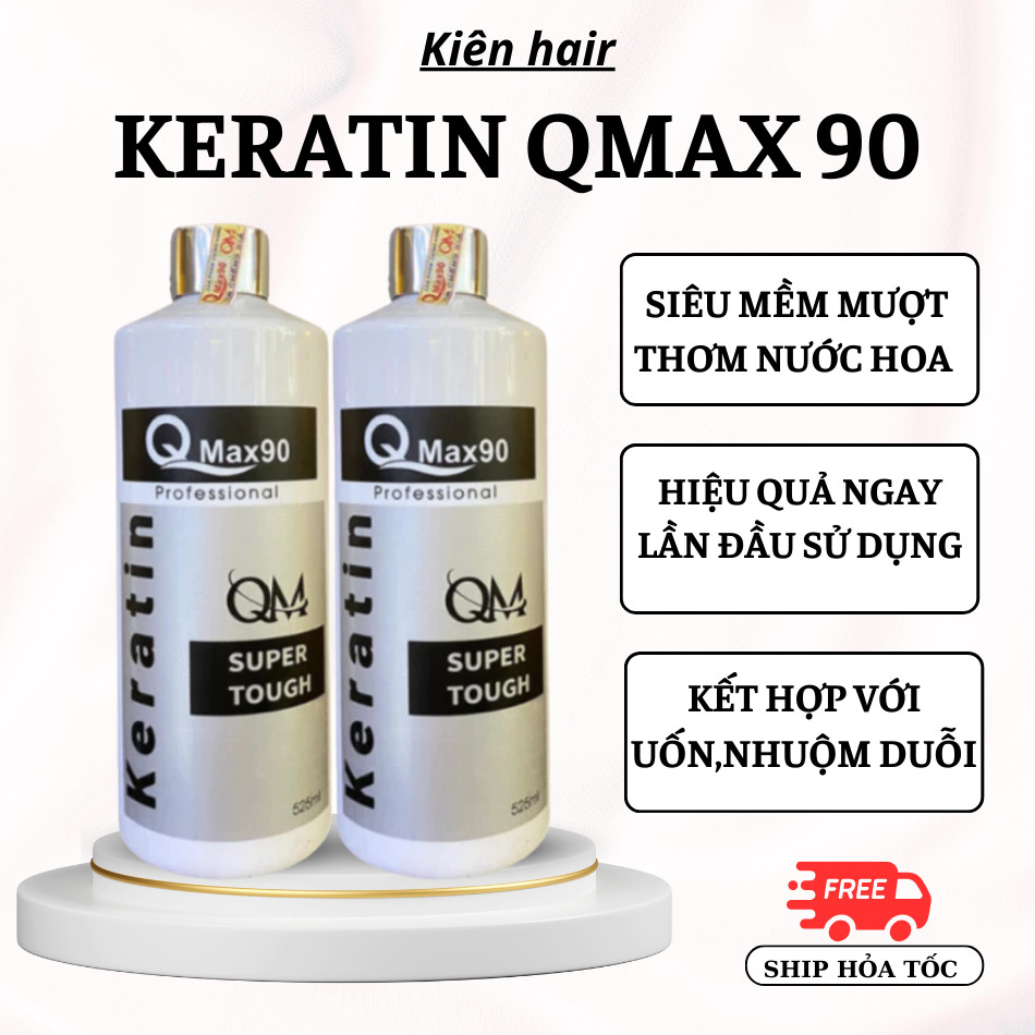 Keratin Qmax90, Keratin phục hồi tóc cháy, tóc nhũn, tóc bông xù, tóc hư tổn nặng chai 525ml | Trunghair