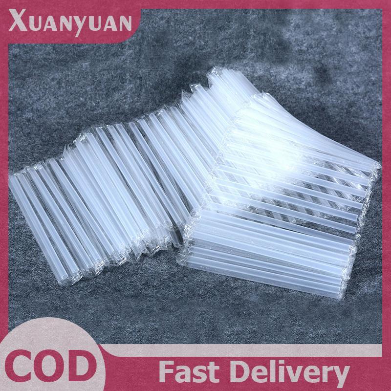 XUAN 500 Chiếc DIY Ống Hút Nhựa Dùng Một Lần Ngắn Trong Suốt Nhọn Mỏng Ống Hút Uống Hàng Hóa Phụ Kiện Nhà Bếp VN