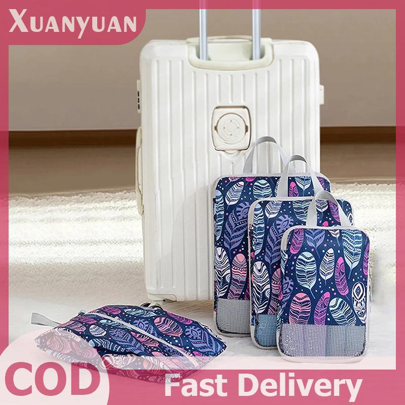 XUAN 4 Túi Bảo Quản Nén Dung Tích Lớn Có Thể Gập Lại Khối Đóng Gói Có Thể Giặt Được Mở Rộng Hành Lý Túi Bảo Quản VN