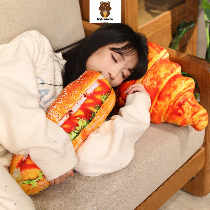 Rytanda Gối sang trọng hình bánh mì dễ thương, nhồi bông mềm, trang trí phòng ngủ, quà sinh nhật, búp bê ngủ trẻ em
