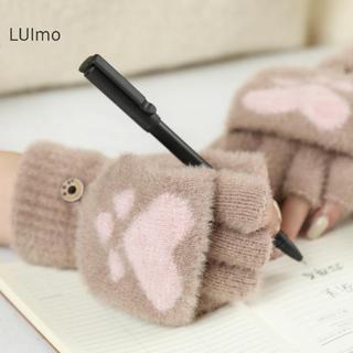LUImo Làm Dày Nữ Găng Tay Ấm Áp Thời Trang Bé Gái Móng Vuốt Paw Sang Trọng Găng Tay Mềm Mại Sang Trọng Ngắn Ngón Nửa Ngón Găng Tay Mùa Đông SBS