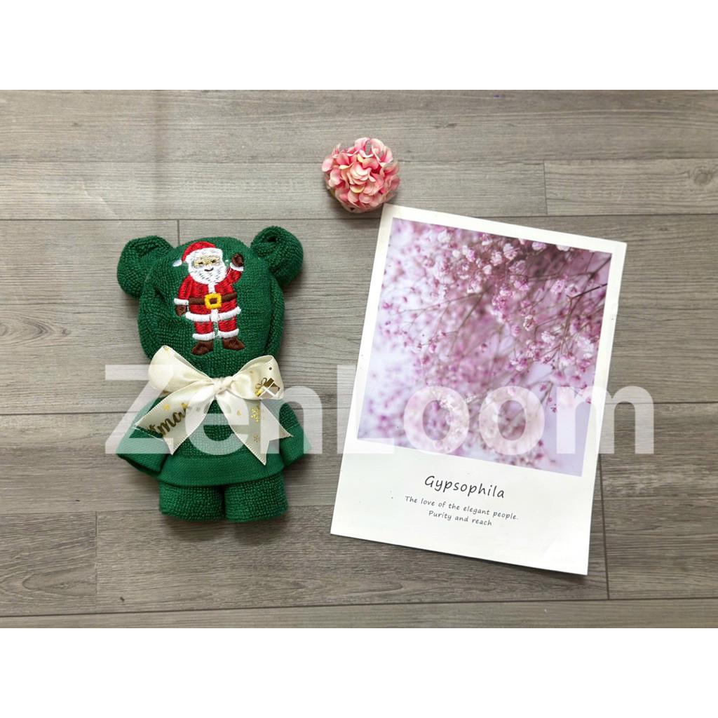 Khăn mặt Noel 30x50cm Cotton 100% – Khăn thêu gấp hình đẹp – Quà tặng Giáng Sinh độc đáo