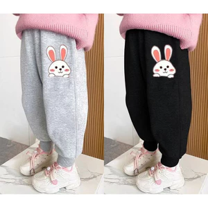 Quần Jogger in hình chú thỏ dễ thương cho bé gái Quần nỉ hoạt hình thoải mái mềm mại để chơi hàng ngày