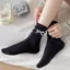NICOLOO Ren Chân Ấm Áp, Nơ Dệt Kim Vớ Dài, Kawaii Phong Cách Ngọt Ngào Cao Cấp Gothic Phong Cách Tất Ấm Hơn Mùa Thu