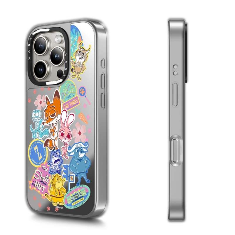 CASECASE X Zootopia 2 Stickermania Ốp Lưng Đen & Bạc Gương Hút Từ Tính iPhone Dành Cho IPhone 17 Air 16 15 14 13 12 Pro Max Plus Ốp Lưng Cứng Có Hộp Khắc logo