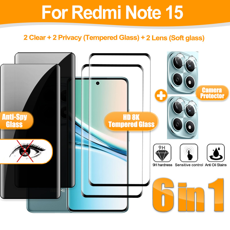 Phim kính 6 TRONG 1 Redmi Note 15 Pro + Phim kính cường lực bảo mật ...