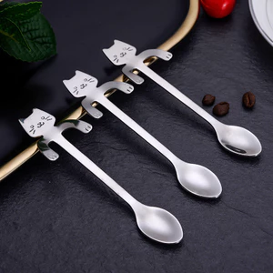 Thép không gỉ 304 Trẻ Em Thìa Cơm Sáng Tạo Hoạt Hình Hình Mèo Muỗng Hình Rắn Màu Cà Phê Khuấy Thìa Tráng Miệng Thìa S