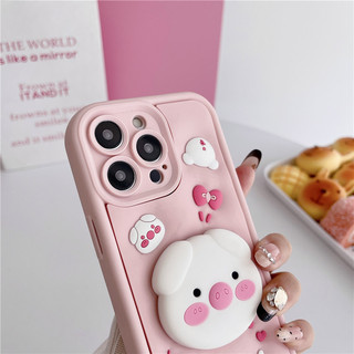 Giá Đỡ 3D Silicone Hồng Dễ Thương Heo Con Hoạt Hình Dành Cho iPhone 17 16 15 14 13 12 11 Pro Max 7 8 XXR XS