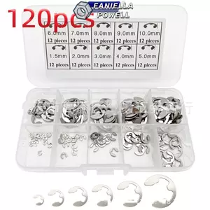 FANIELLAPOWELL 120 Chiếc Kẹp Tròn E-Clip, Nhẫn Giữ Hình Chữ E Inox, Bộ Kẹp Nhẫn Chụp Bạc Vòng Tròn