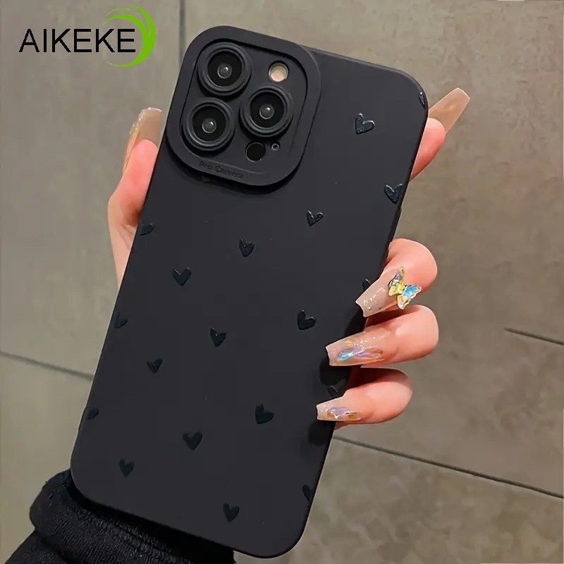 Ốp Điện Thoại Trái Tim Đen Đơn Giản Cho OPPO Find X8 Pro X7 Ultra X6 X5 Pro X3 Neo X2 Pro Lite Reno 2 Z 2F 2Z 5G 4G Ốp Lưng Màu Trơn Bảo Vệ Camera Vỏ Mềm Chống Rơi