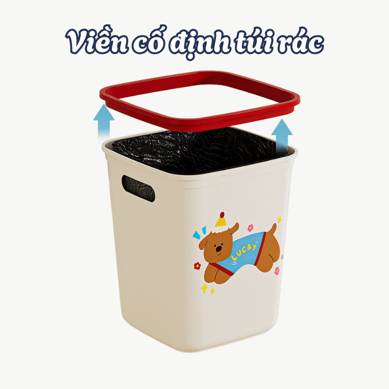 Thùng rác nhựa hình mèo dễ thương có nắp cố định DINO, Thùng đựng rác cho phòng ngủ, phòng làm việc