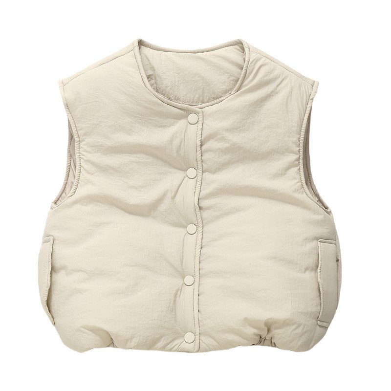 GC1 Mùa Thu Đông Màu Trơn Trẻ Em Áo Vest Cotton Ấm Áp Áo Vest Dày Cotton Đệm Áo Khoác GC1