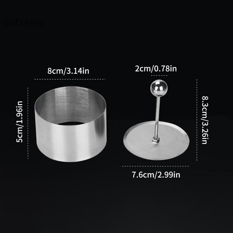 GCDHome Mới Khuôn Cơm Tròn Có Đẩy Thép Không Gỉ Món Tráng Miệng Mousse Bánh Vòng Dễ Dàng Demoulding Sushi Làm Khuôn Dụng Cụ Nhà Bếp HOT