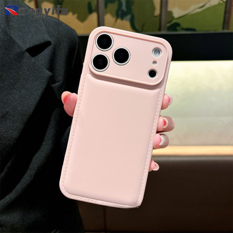 Ốp điện thoại phồng thời trang cho iPhone 17 Pro Max Air 16 Pro Max 15 14 13 12 11 Pro Max 16 15 14 Plus Vỏ màu trơn dễ thương Bảo vệ ống kính Vỏ mềm chống sốc