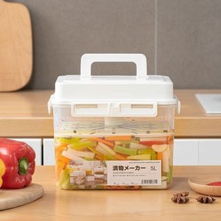 Hộp nén dưa, hộp đựng Kimchi hình chữ nhật 5L,Loại nén di động có tấm ép dung tích lớn