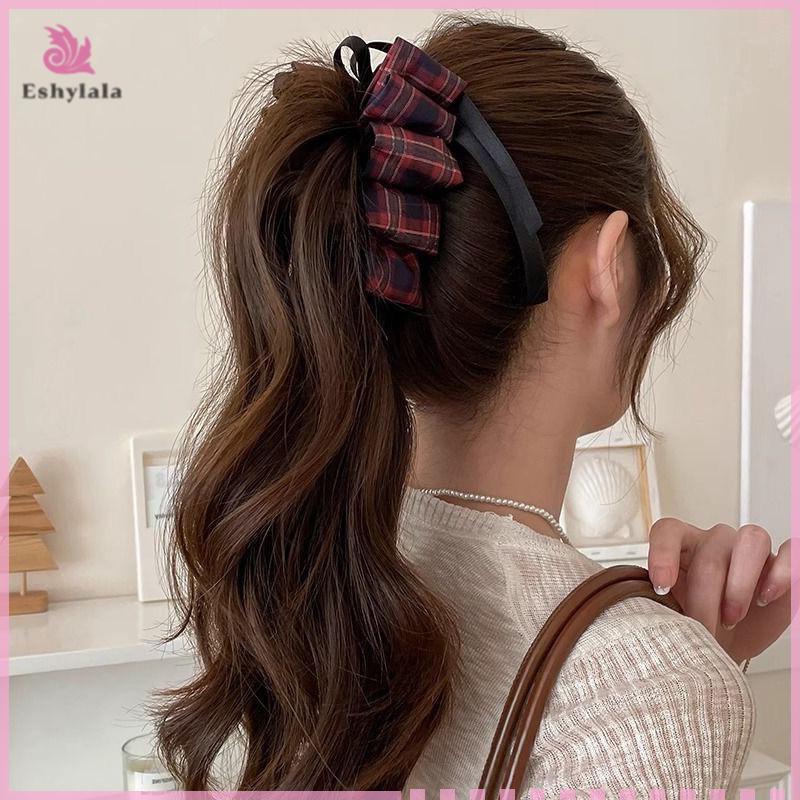 Thời Trang Mới Nữ Nơ Xanh Phụ Kiện Tóc Cao Đuôi Ngựa Nữ Vintage Kẹp Tóc Mũ Đội Đầu [MỚI]
