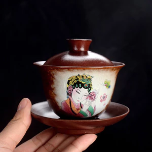 Chén khải sứ cảnh đức nung củi men tro, hoa tiết đẹp mắt dung tích 140 ml (Sản phẩm có hộp đựng sang trọng)