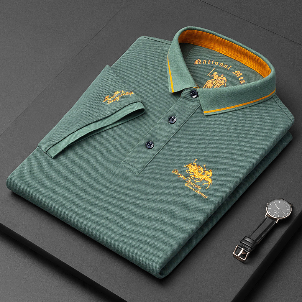 Áo Thun Ngắn Tay Nam Mới, Thêu Logo Polo, Phù Hợp Mùa Hè