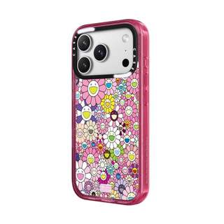 TAKASHI MURAKAMI x CASECASE: Ốp lưng FLOWERS (HỒNG) Màu hồng Fizz Trong suốt Cứng hút từ tính Vỏ tác động cho Apple IPhone 12 13 14 15 16 17 Pro Max Air Plus Có hộp