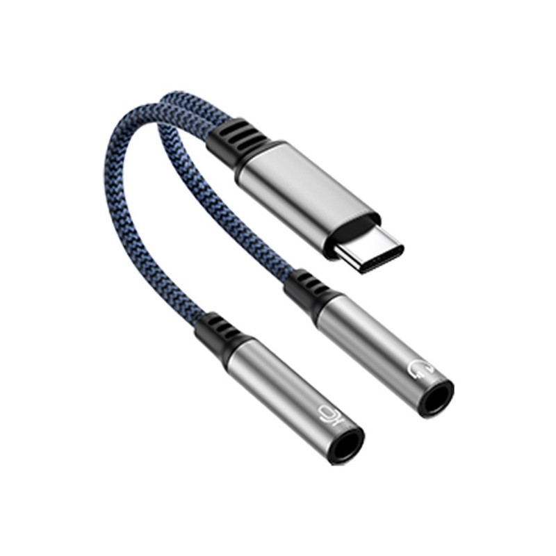 Type C To Double 3.5mm Female Adapter Cable for Laptop Earphones Adapter Cable