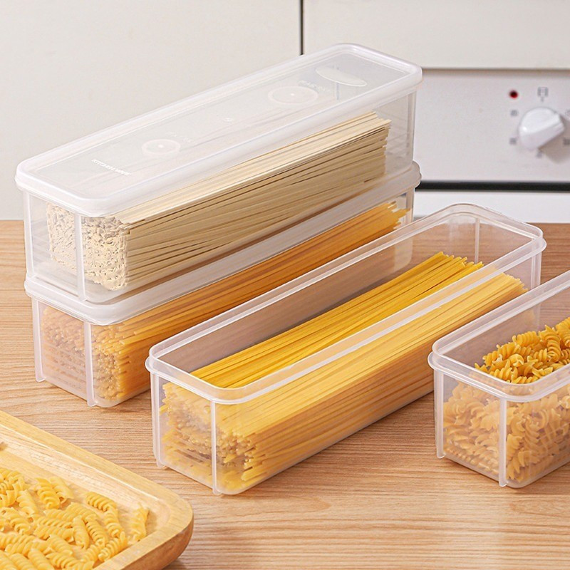 1 / 3 / 5 Cái Nhà Bếp Rau Hộp Bảo Quản Thực Phẩm Có Nắp / Hộp Đựng Spaghetti Hình Chữ Nhật Trong Suốt