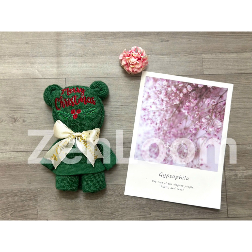 Khăn mặt Noel 30x50cm Cotton 100% – Khăn thêu gấp hình đẹp – Quà tặng Giáng Sinh độc đáo