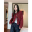 áo khoác mặc noel đỏ thu ngoài mỏng xịn retro jacket hàn quốc áo khoác dạ nữ tweed croptop sang chảnh độc lạ