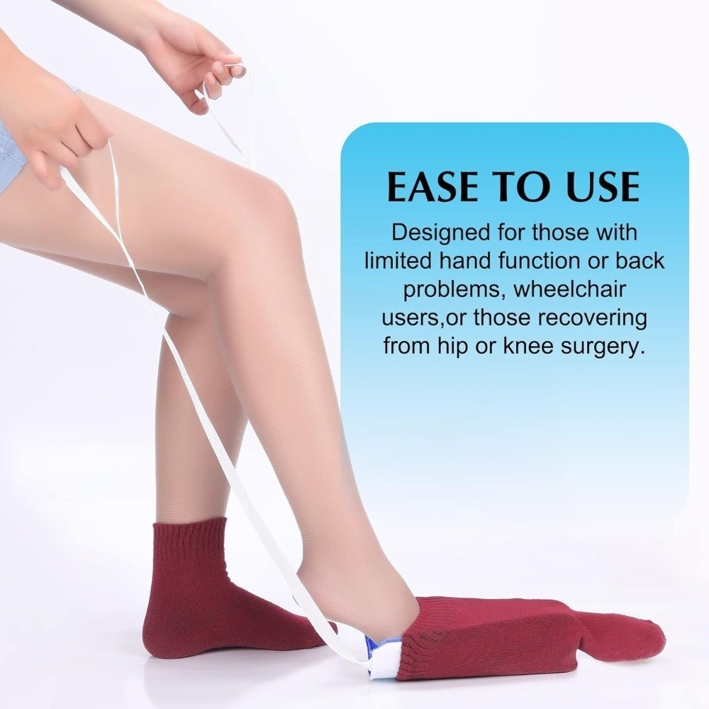 Dụng cụ trợ giúp đeo tất SAUOF, có dây có thể điều chỉnh Dụng cụ trang điểm tất dễ dàng, tiện lợi Không cần uốn cong trên tất Phụ nữ mang thai