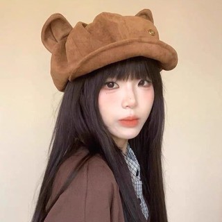 Mũ nồi retro da lộn tai mèo hình bát giác nhỏ, phù hợp cho họa sĩ và sử dụng hàng ngày