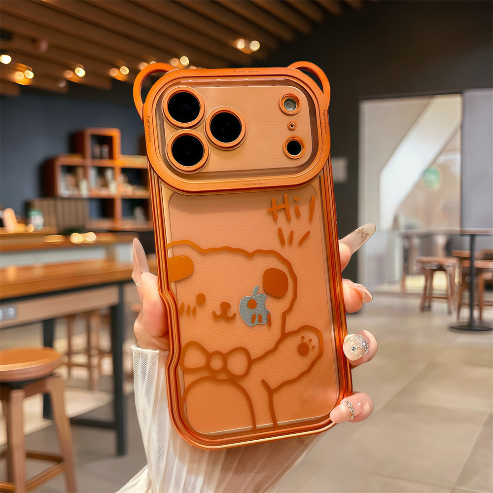 Sáng Tạo Gấu Dễ Thương Ốp Lưng Điện Thoại iPhone 17 Pro Max 16 13 14 15 Pro Max Air Chống Rơi Gương Bảo Vệ Phim TPU Mềm Vỏ Bảo Vệ Điện Thoại