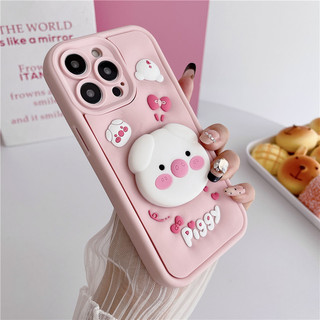 Giá Đỡ 3D Silicone Hồng Dễ Thương Heo Con Hoạt Hình Dành Cho iPhone 17 16 15 14 13 12 11 Pro Max 7 8 XXR XS