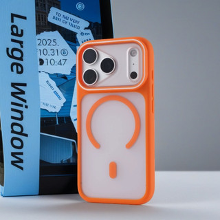 [Cửa sổ lớn / Ốp lưng cứng acrylic mờ / Cam] tương thích cho iPhone 11 12 13 14 15 16 17 pro max